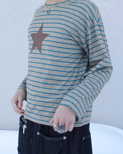 レトロストライプスリーブTシャツ TN0349