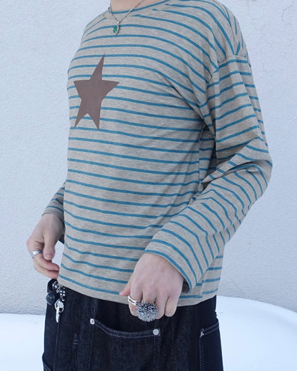 レトロストライプスリーブTシャツ TN0349