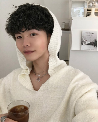 【即納】Vネックニットパーカー TN0384