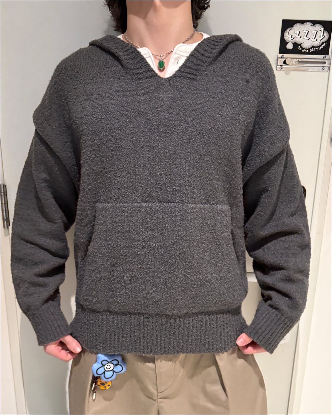 【即納】Vネックニットパーカー TN0384