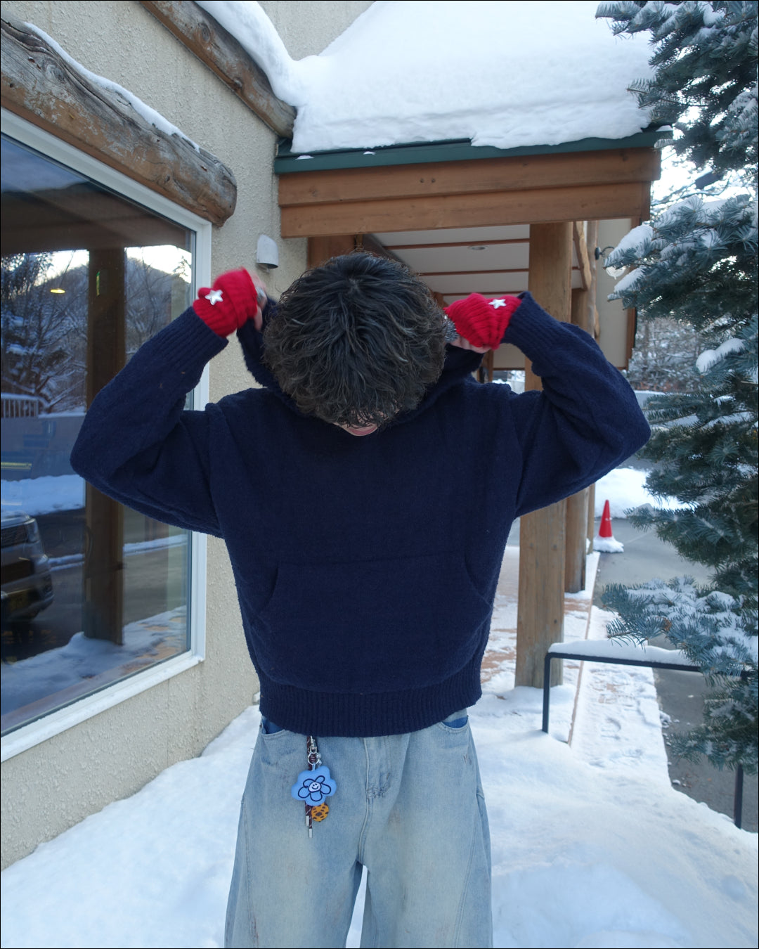 【即納】Vネックニットパーカー TN0384