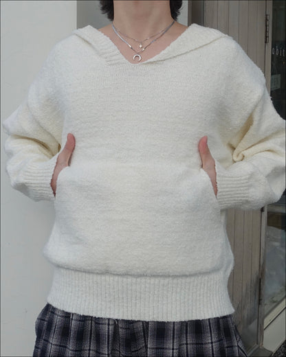 【即納】Vネックニットパーカー TN0384