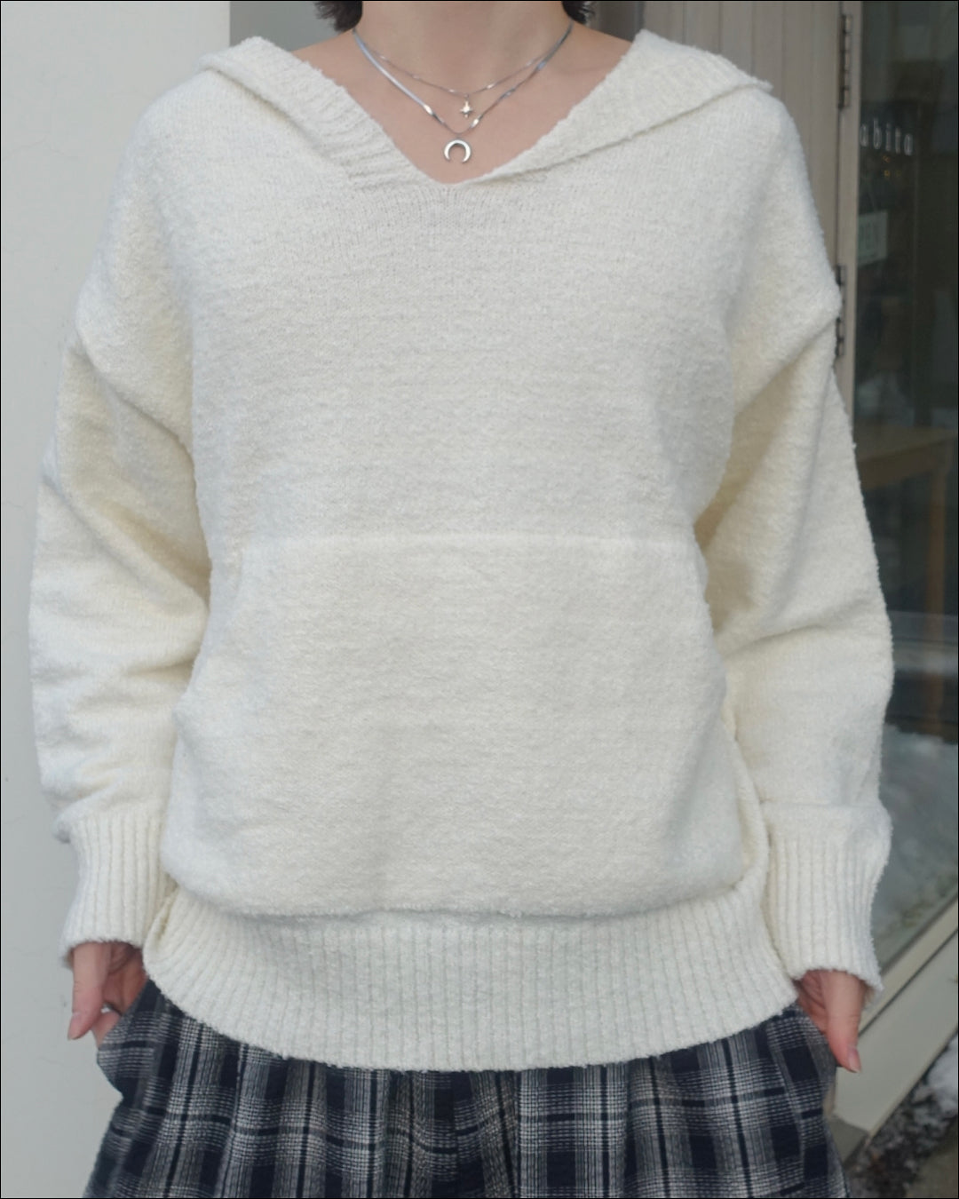 【即納】Vネックニットパーカー TN0384