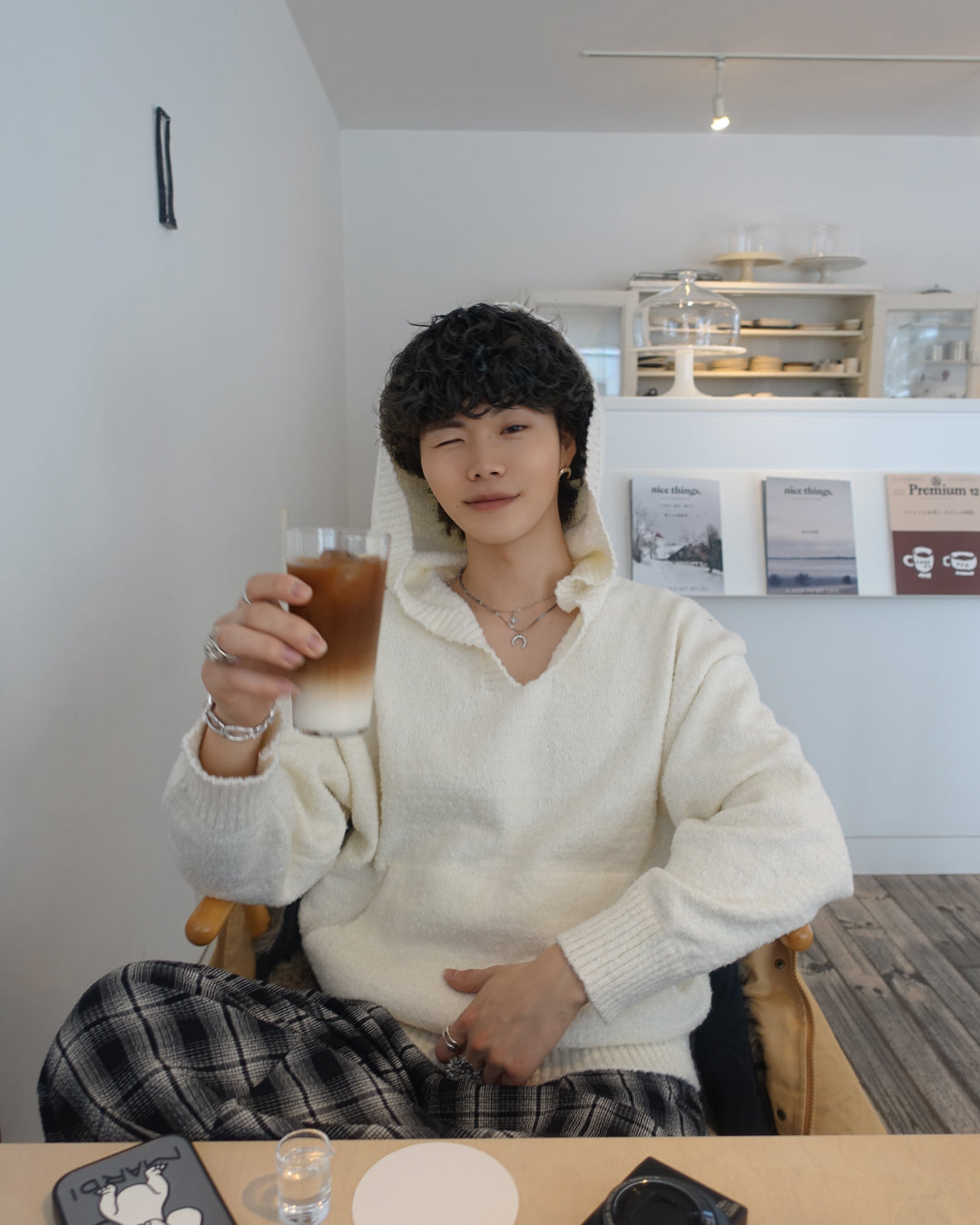 【即納】Vネックニットパーカー TN0384