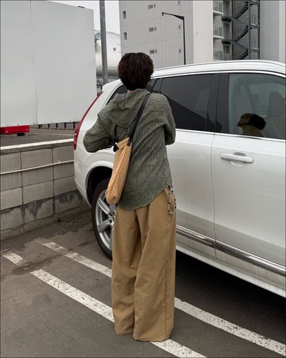 ボタンフード付きチェックプルオーバー TN0407