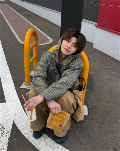 ボタンフード付きチェックプルオーバー TN0407