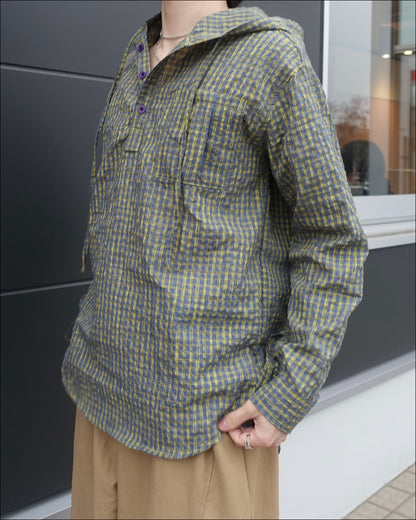 ボタンフード付きチェックプルオーバー TN0407