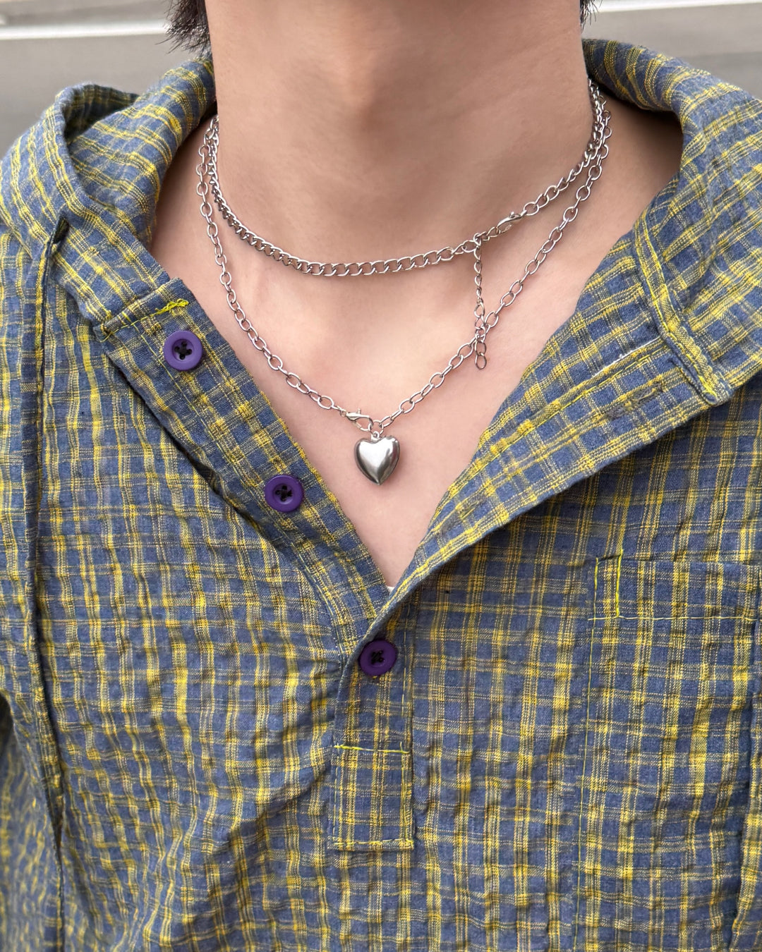 2連チェーンハートチャームネックレス TN0416