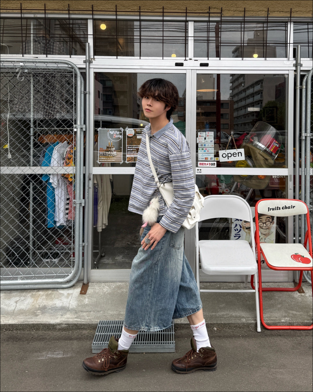 リラックスストライプポロスリーブTシャツ AN0503
