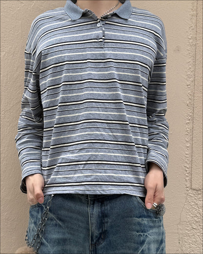 リラックスストライプポロスリーブTシャツ AN0503