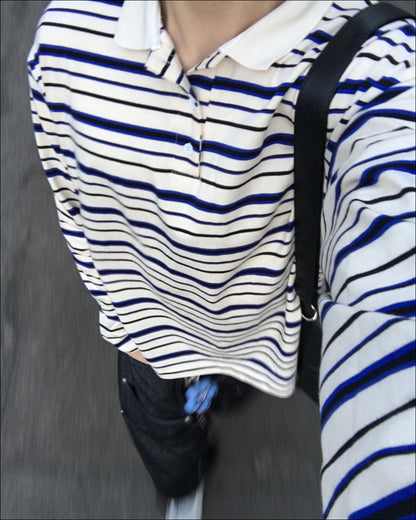 リラックスストライプポロスリーブTシャツ AN0503