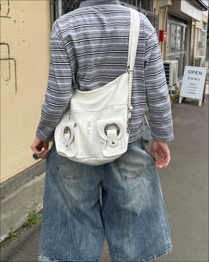 フロントバックル&amp;ジッパースタッズライクトートバッグ AN0505