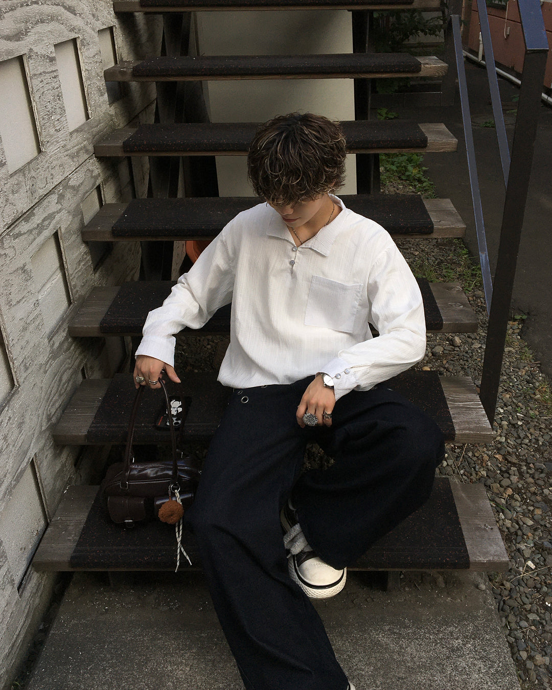 襟付きプルオーバーシャツドローコード TN0627