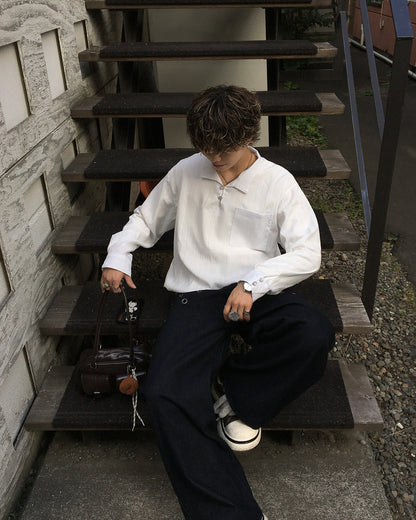 襟付きプルオーバーシャツドローコード TN0627