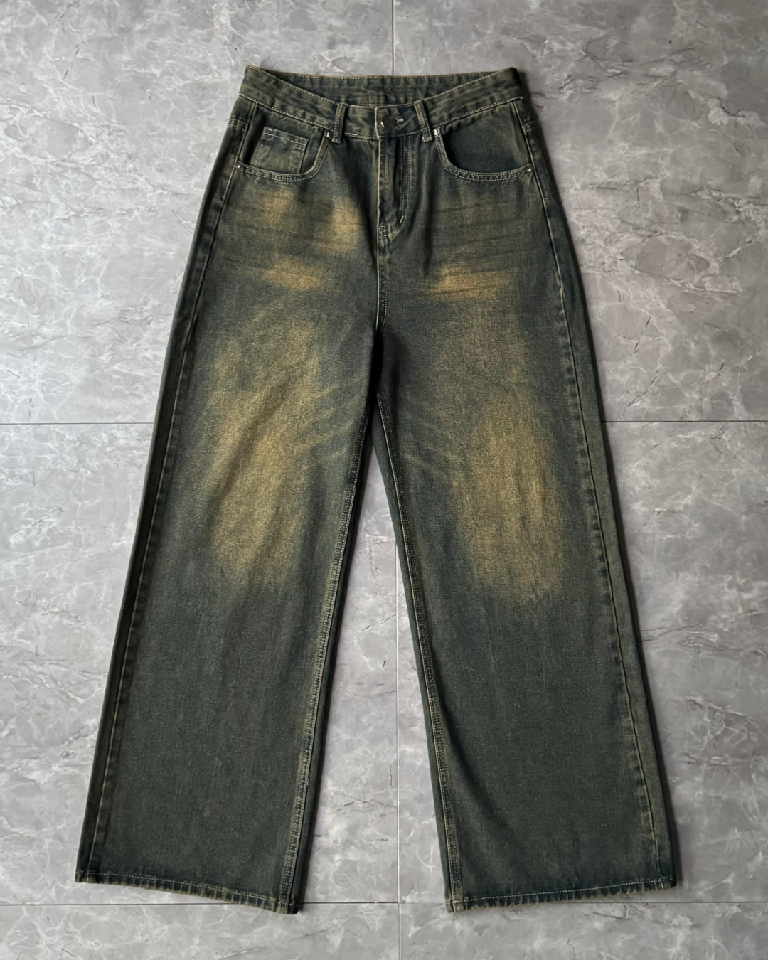 Vintage wide wash denim pants TO0017