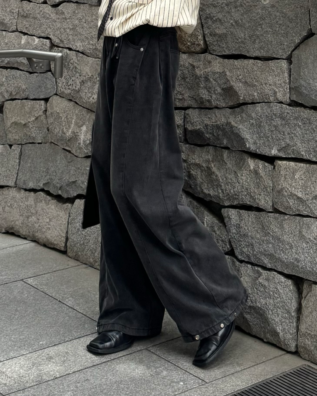 yolo バルーンデニムパンツ ブラック L 2wayスナップバルーンデニム yolo バルーンデニムパンツ ブラック L 2wayスナップバルーンデニム