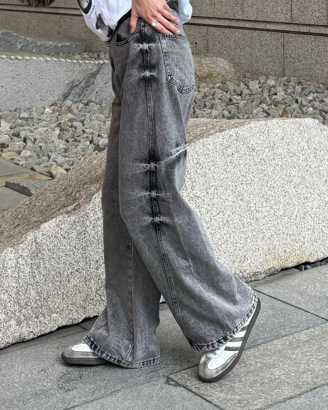 バギーデニム シルエット良 グレー ストリートシック y2k 90s バギー バギーデニム シルエット良 グレー ストリートシック y2k 90s バギー