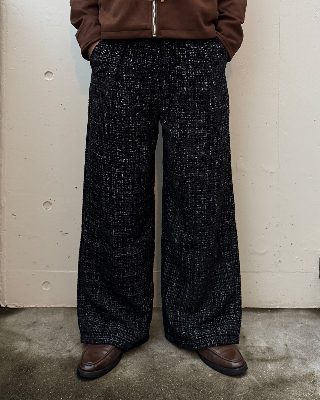 【即納】ボックスタックツイードワイドスラックス TO0091