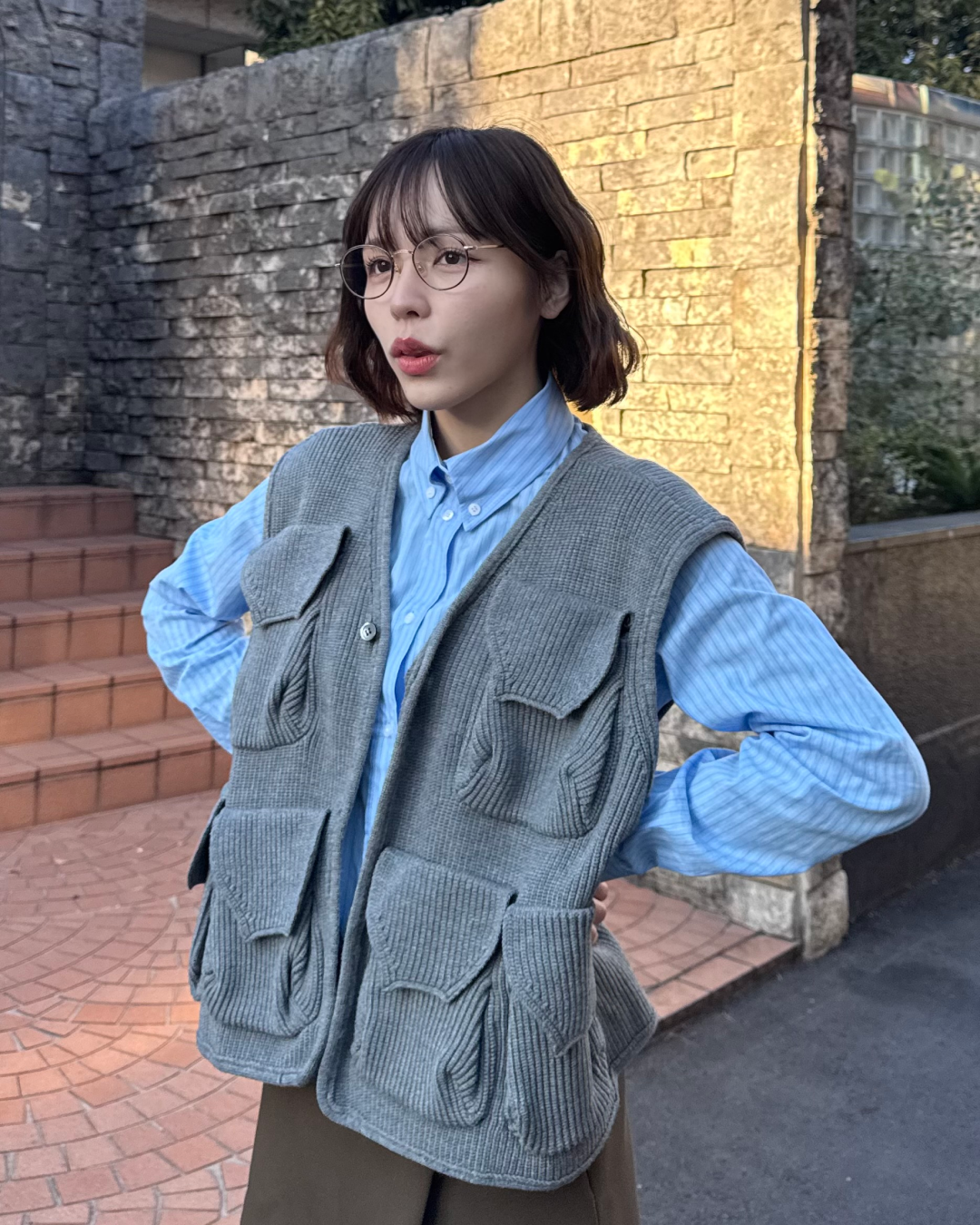 THE RERACS ミラノリブコマンドニットベスト　ユニセックス THE RERACS ミラノリブコマンドニットベスト ユニセックス THE