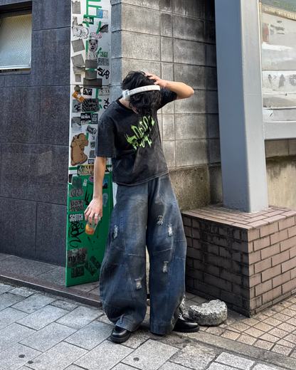 アップサイドダウンダメージウォッシュバルーンデニム TO0193 アップサイドダウンダメージウォッシュバルーンデニム TO0193