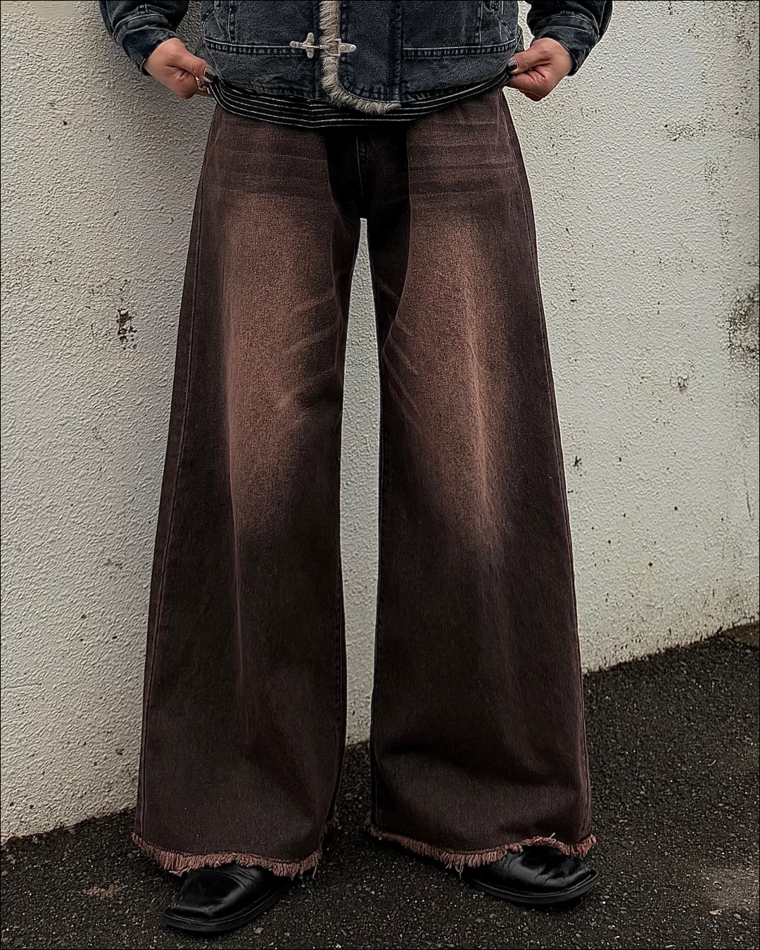 【即納】ピンクウォッシュフリンジストレートデニム TO0194