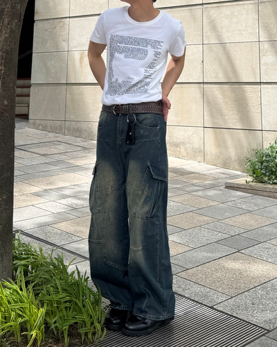 ヴィンテージウォッシュカーゴデニムパンツ TO0500