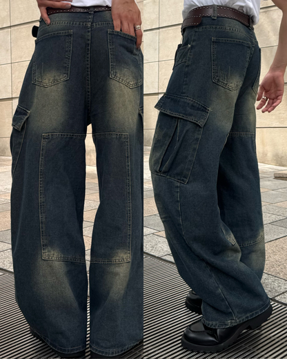 ヴィンテージウォッシュカーゴデニムパンツ TO0500