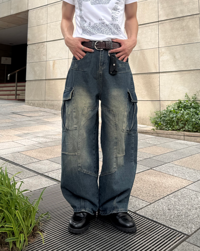 ヴィンテージウォッシュカーゴデニムパンツ TO0500