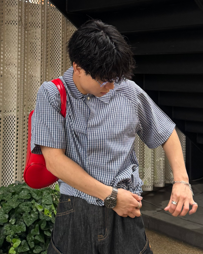 【即納】ドローコードチェックシャツ TO1097