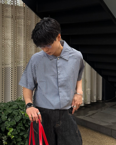 【即納】ドローコードチェックシャツ TO1097