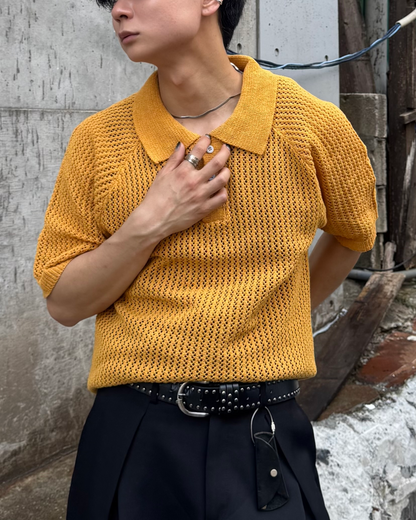 カラーメッシュポロニットTシャツ TO1206 – YOLO(ヨロ カラーメッシュポロニットTシャツ TO1206 – YOLO(ヨロ