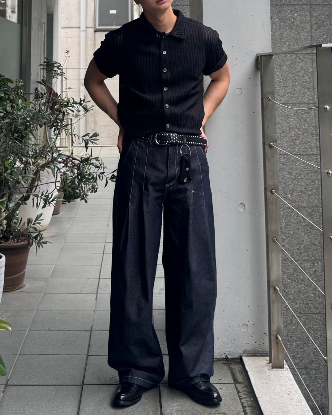 ステッチ2タックデニムスラックス TO1326