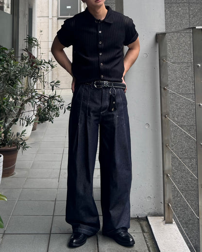 ステッチ2タックデニムスラックス TO1326