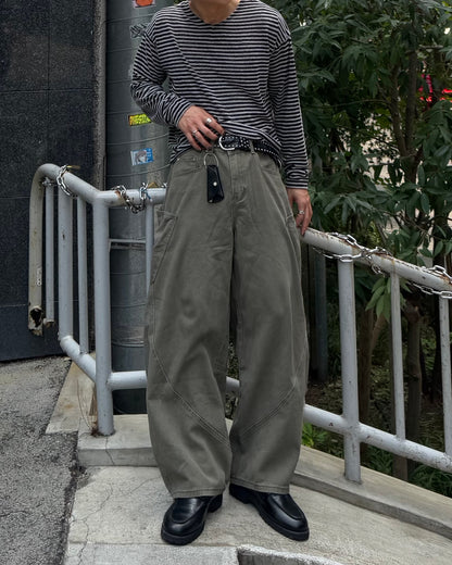 ユニセックスビッグポケットカーブデニムパンツTO1367
