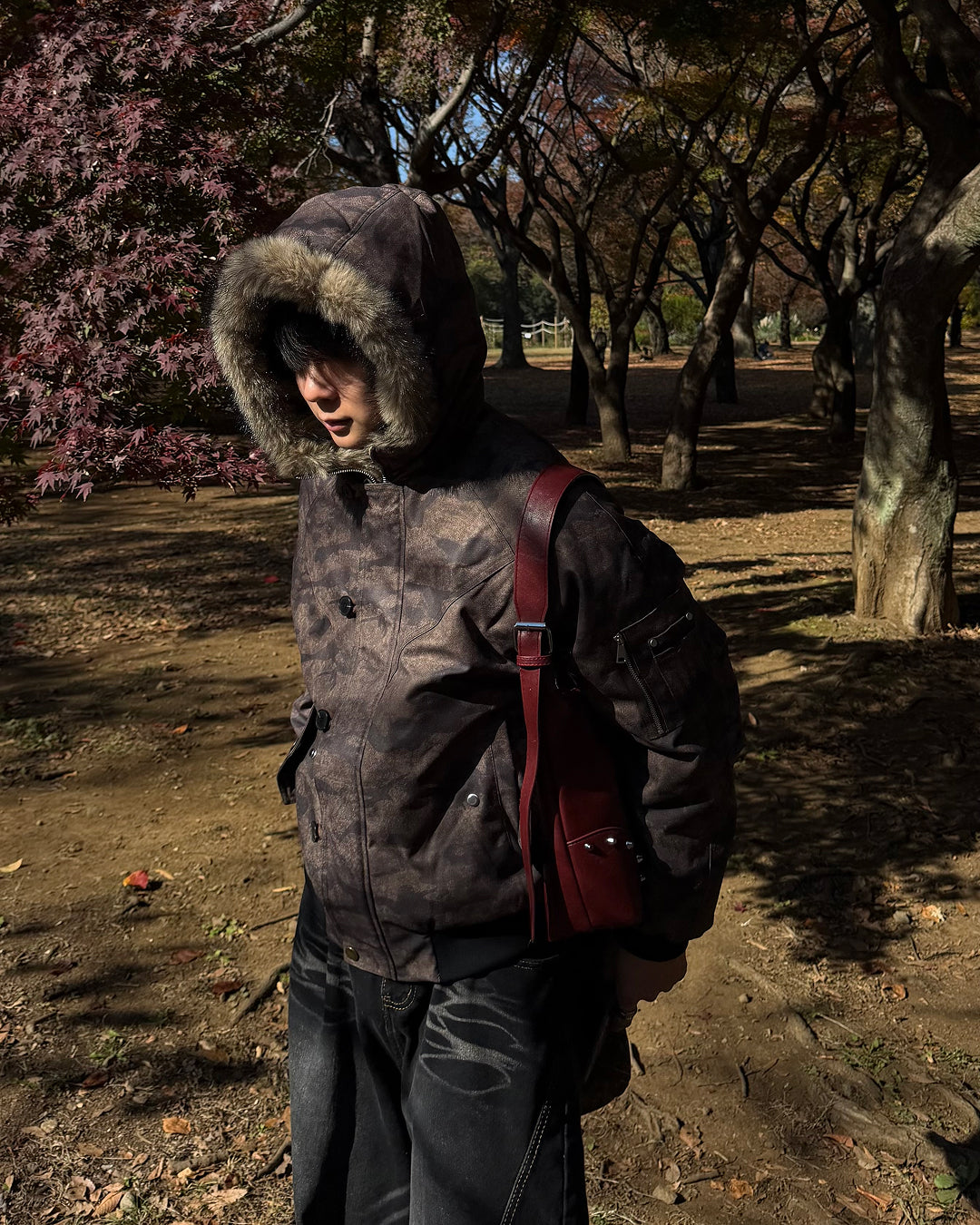 【即納】シックカモフラファーフードキルティングジャケット TO5054