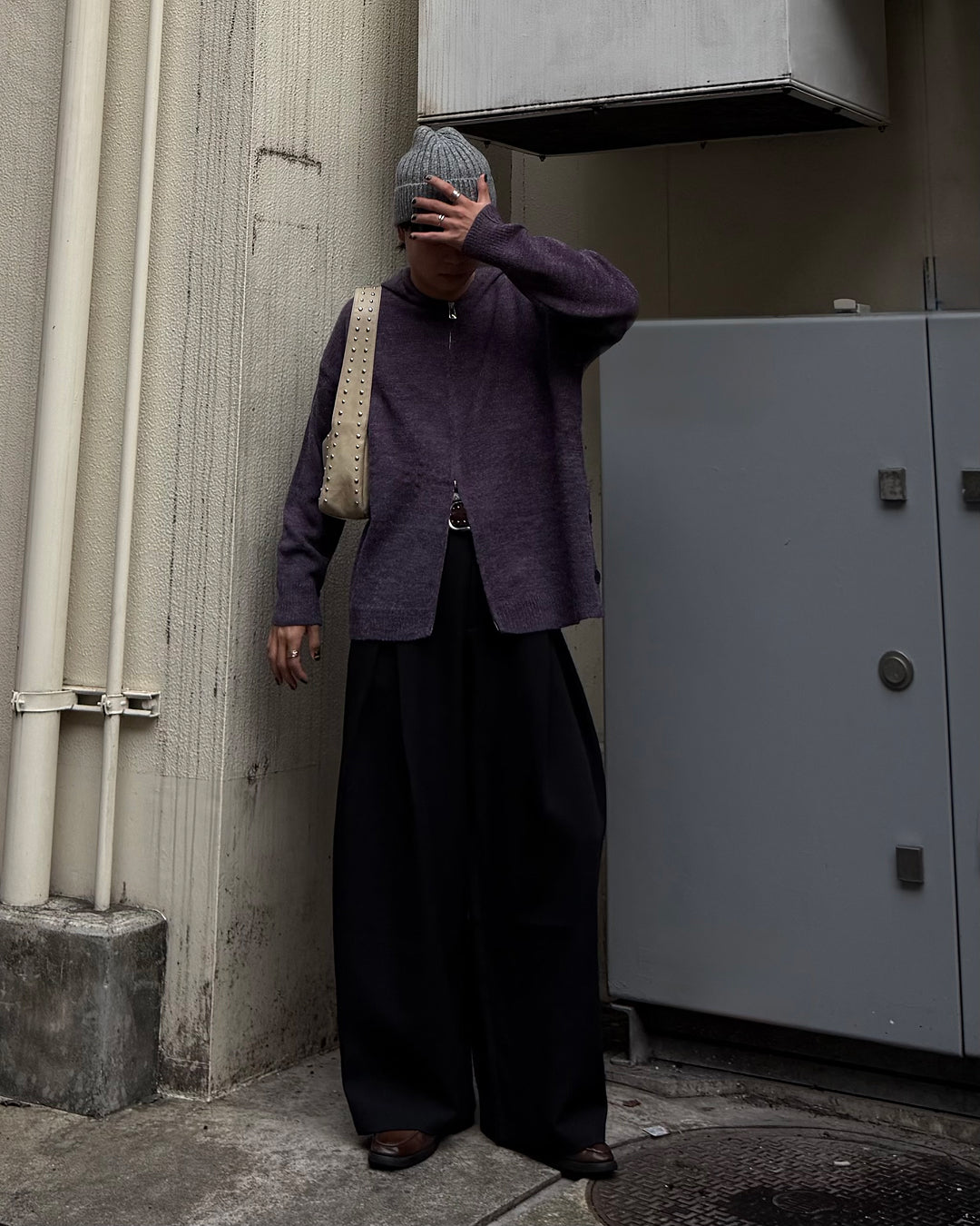 ミックスカラーWジップフードニット TO1555