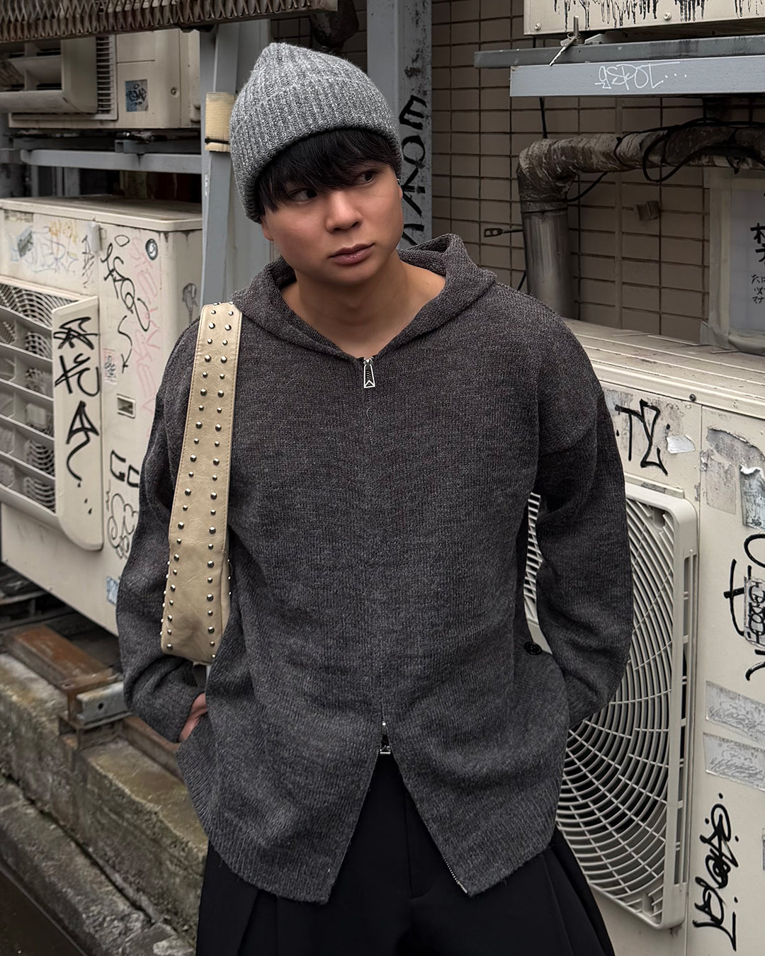 ミックスカラーWジップフードニット TO1555