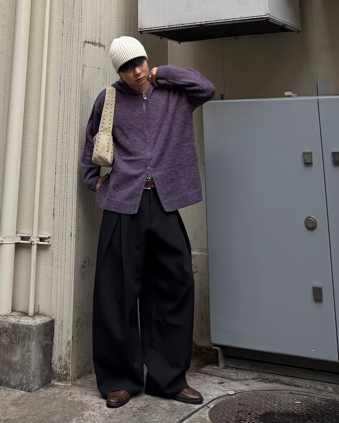 ミックスカラーWジップフードニット TO1555