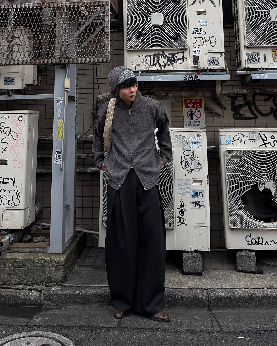 ミックスカラーWジップフードニット TO1555