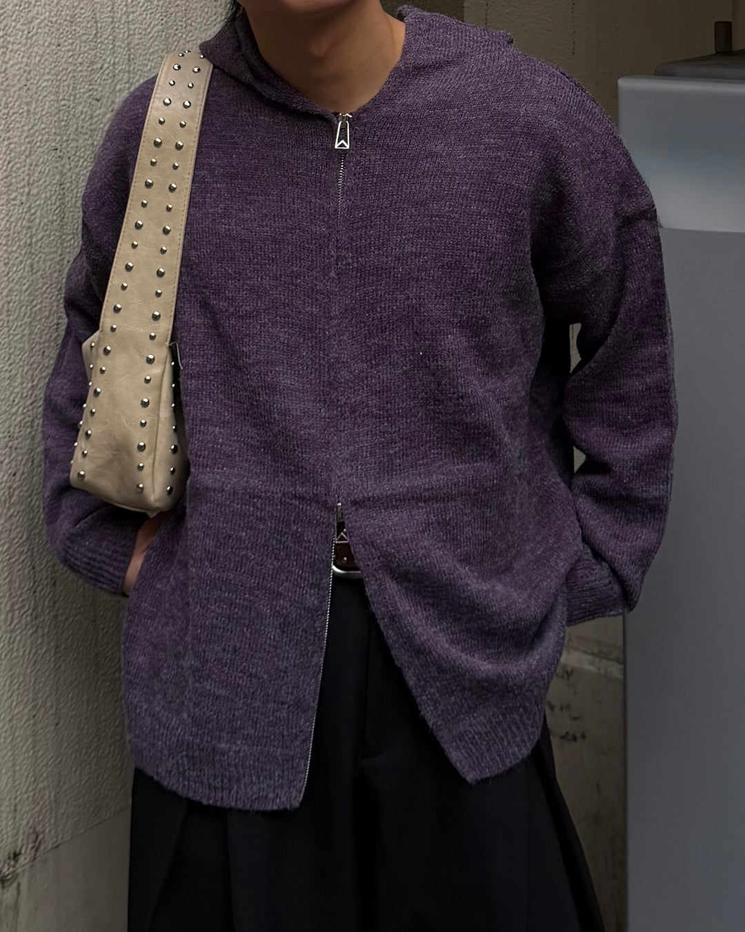 ミックスカラーWジップフードニット TO1555