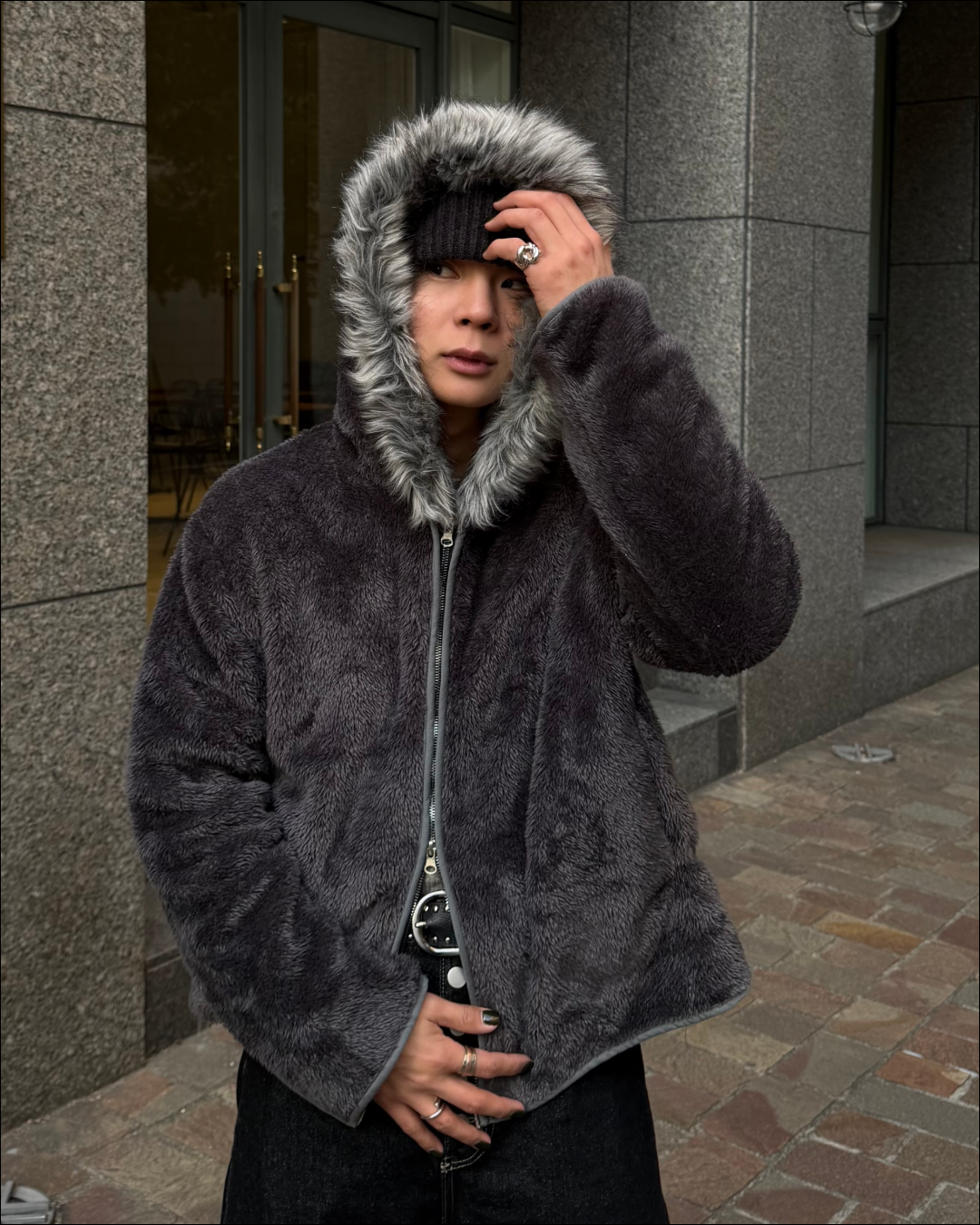 【即納】スプリングファーフードライトボアフリース TO1574