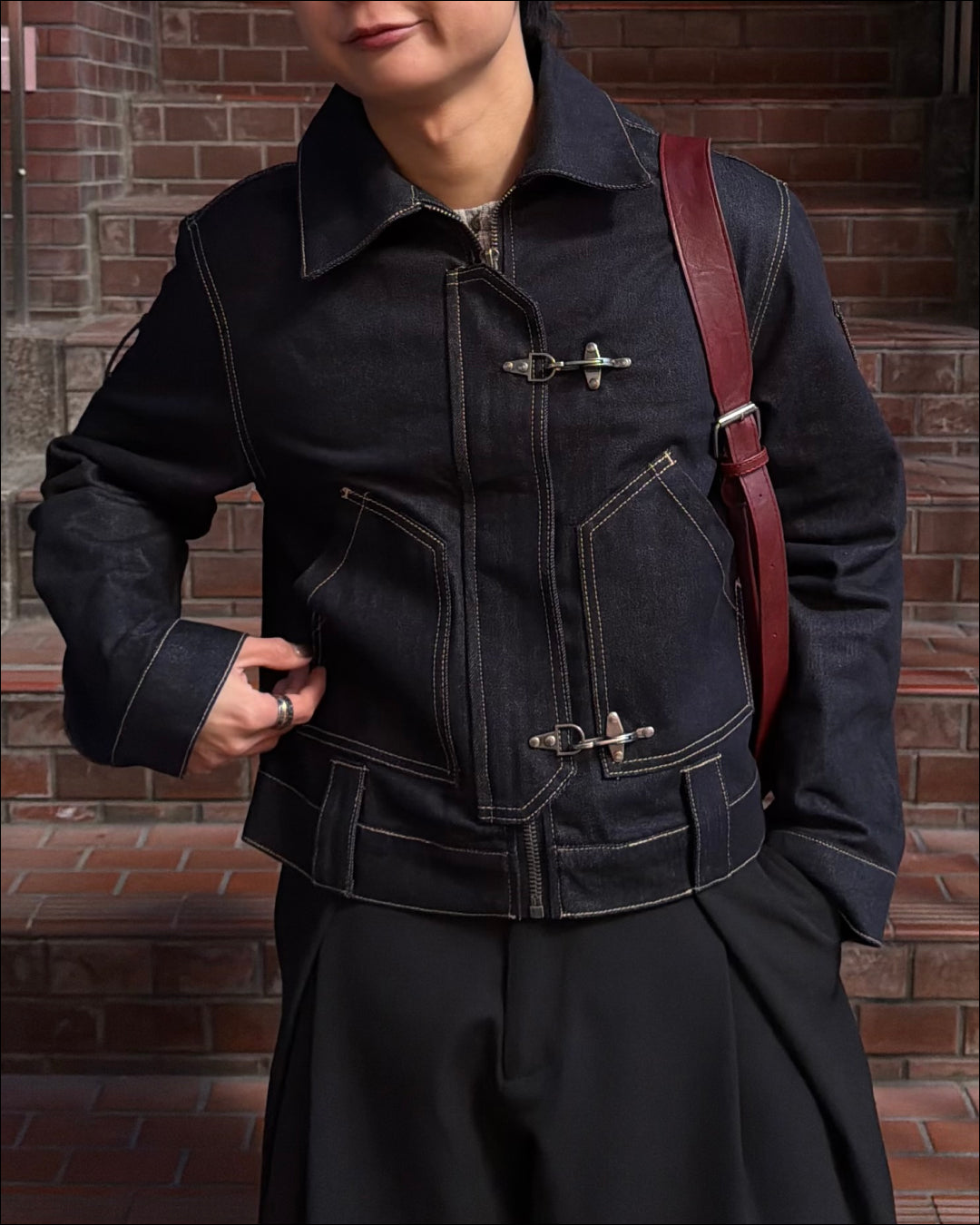 【即納】デザインショートデニムジャケット TO1599