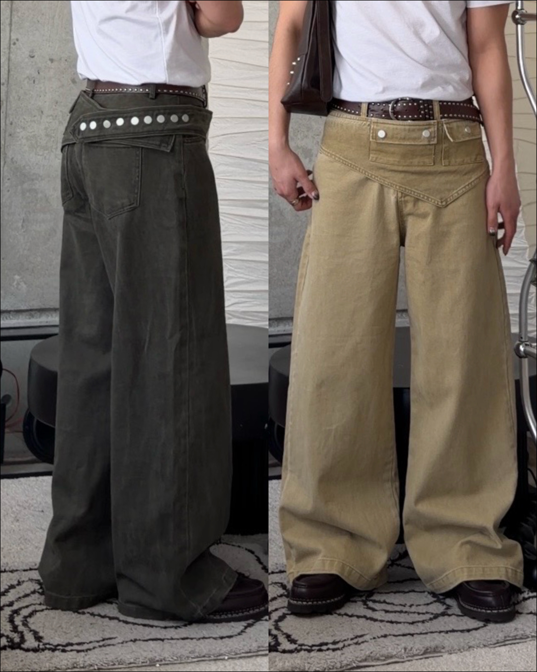 【即納】3wayデザインベルト付ウォッシュワイドデニム TO1616