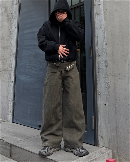 【即納】3wayデザインベルト付ウォッシュワイドデニム TO1616