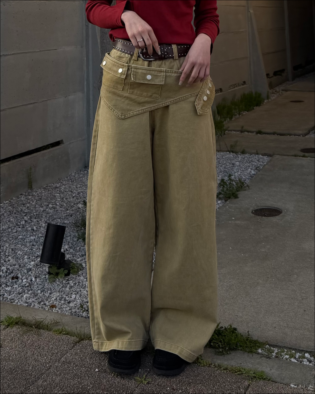 【即納】3wayデザインベルト付ウォッシュワイドデニム TO1616