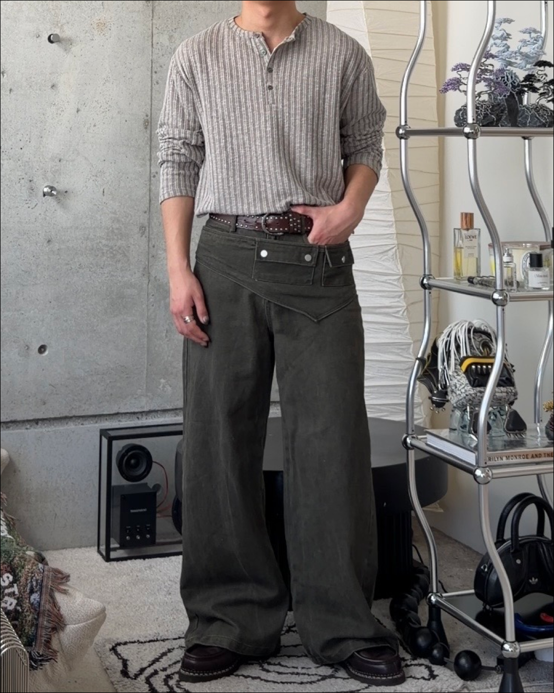 【即納】3wayデザインベルト付ウォッシュワイドデニム TO1616