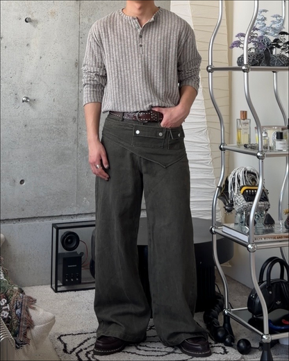 【即納】3wayデザインベルト付ウォッシュワイドデニム TO1616