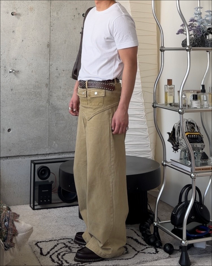 【即納】3wayデザインベルト付ウォッシュワイドデニム TO1616