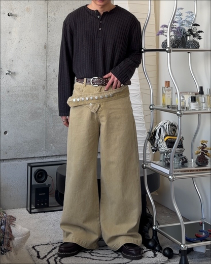 【即納】3wayデザインベルト付ウォッシュワイドデニム TO1616