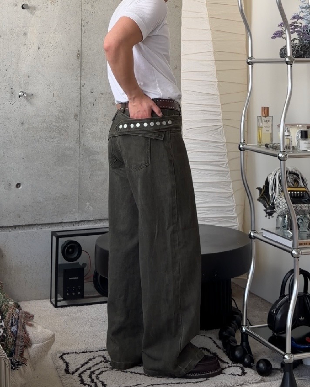 【即納】3wayデザインベルト付ウォッシュワイドデニム TO1616